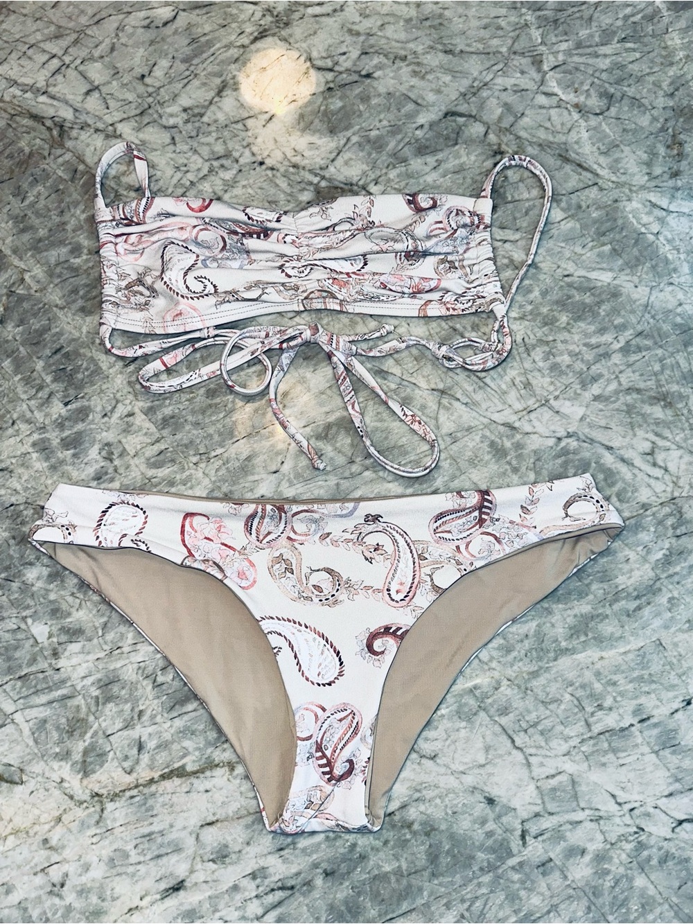 Shore Bikini Swim Suit “Pale Paisley” S
